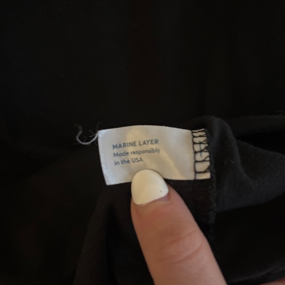 Marine Layer Womens Black V-Neck Short Sleeve Supima Cotton Modal Tee Shirt M - Picture 5 of 7